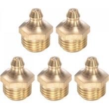 Brass Straight Grease Fitting M14 x 1.25mm Thread Hydraulic Grease Fitting Accessories, 5Pcs