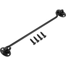 10" Cabin Hook Eye Latch Gate Door Swivel Window Hook 201 Stainless Steel with Screws Black