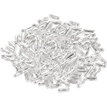 Ball Chain Connector, 1.5mm Ball Chains Clasp Crimp Link Clips Connection, Iron Electroplating Silver Tone Pack of 200