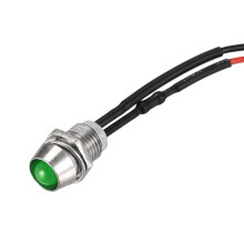 LED Indicator Light AC/DC 12V 8mm Panel Mount Green LED Signal Lamp Metal Shell 5Pcs