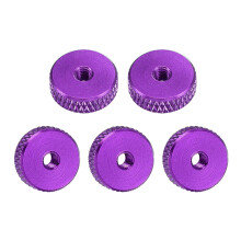 Flat Knurled Nut - M3 x 12mm x 4mm Thumb Nuts Lock Adjusting Nuts Aluminum Alloy Purple 5Pcs