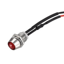 LED Indicator Light AC/DC 110V 8mm Panel Mount Red LED Signal Lamp Metal Shell 5Pcs