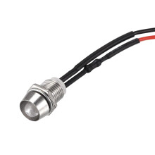 LED Indicator Light AC/DC 110V 8mm Panel Mount White LED Signal Lamp Metal Shell 5Pcs
