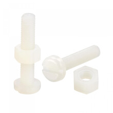 20 Pairs Nylon Screw Nut Assortment, M5x25mm Slotted Pan Head Screws & M5 Hex Nuts for Machinery, Electronics, White