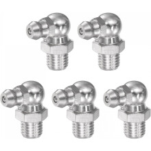 201 Stainless Steel 90 Degree Grease Fitting M8 x 1mm Thread Hydraulic Grease Fitting Accessories, 5Pcs
