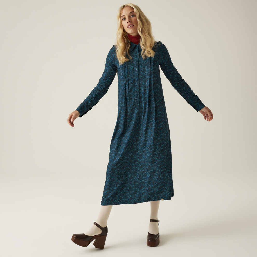 Regatta (16, Birdy Blue) Womens Orla Kiely Button Center Collared Winter Dress