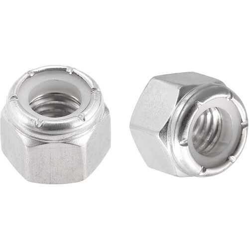 3/8-16 UNC Nylon Insert Hex Lock Nuts, 304 Stainless Steel, Plain Finish, 25pcs