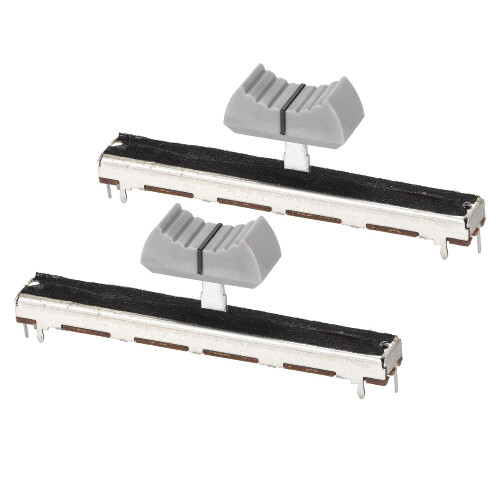 Fader Variable Resistors Mixer 75mm Straight Slide Potentiometer B10K Ohm Grey Black Knobs 2pcs