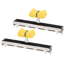 Fader Variable Resistors Mixer 75mm Straight Slide Potentiometer B10K Ohm Yellow Black Knobs 2pcs