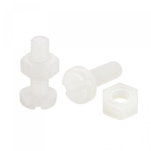 20 Pairs Nylon Screw Nut Assortment, M4x12mm Slotted Pan Head Screws & M4 Hex Nuts for Machinery, Electronics, White