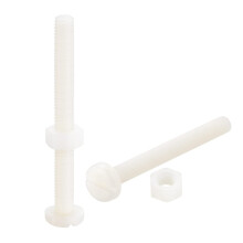 20 Pairs Nylon Screw Nut Assortment, M6x60mm Slotted Pan Head Screws & M6 Hex Nuts for Machinery, Electronics, White