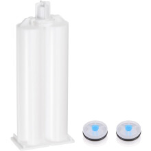Epoxy Gun Adhesive Cartridge, 114mm Plastic Resin Mixer Dual Glue Cartridge with White Piston for 50ml/1.7oz 1:1 AB Glue Adhesive Gun