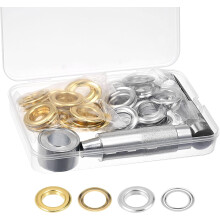 Grommet Tool Kit 50 Sets 3/4" Copper Grommets Eyelets with 3 Pcs Install Tool, 2 Colors 20mm Inside Dia for Leather, Clothes, Belt, DIY Crafts