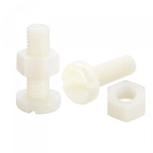 20 Pairs Nylon Screw Nut Assortment, M8x25mm Slotted Pan Head Screws & M8 Hex Nuts for Machinery, Electronics, White