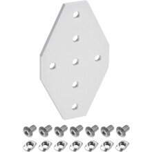 2Pcs Corner Bracket Plate Cross 60x100mm 7-Hole Outside Joint Kits 2020 Aluminum Profile with T Nuts and Hex Socket Screws White for Frame Structure
