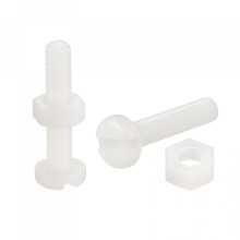20 Pairs Nylon Screw Nut Assortment, M4x20mm Slotted Pan Head Screws & M4 Hex Nuts for Machinery, Electronics, White