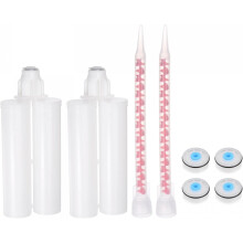 2Pcs Epoxy Gun Adhesive Cartridge, Plastic Resin Mixer Dual Glue Cartridge with Mixing Tube for 200ml/6.8oz 1:1 AB Glue Adhesive Gun