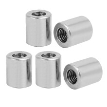 M6 Round Connector Nuts, 304 Stainless Steel Coupling Nut 14.0mm/0.55inch Length,Pack of 5