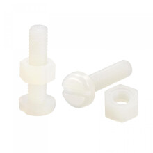 20 Pairs Nylon Screw Nut Assortment, M5x20mm Slotted Pan Head Screws & M5 Hex Nuts for Machinery, Electronics, White