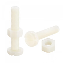 20 Pairs Nylon Screw Nut Assortment, M8x40mm Slotted Pan Head Screws & M8 Hex Nuts for Machinery, Electronics, White