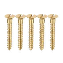 Wood Screws M3 x 20mm Slotted Flat Head Brass Self-Tapping Screw 50 Pcs