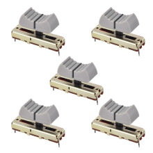 Fader Variable Resistors Mixer 35mm Straight Slide Potentiometer B50K Ohm Grey Black Knobs 5pcs