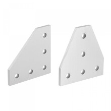 Outside Joining Plate Set, 60x60x4mm 5-Hole Joint Brackets for 2020 Aluminum Extrusion, Silver Tone, 8Pcs(L Shape 4pcs, T Shape 2pcs)