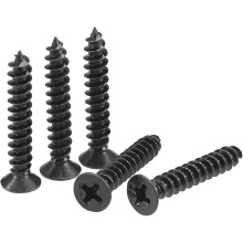 M4 x 25mm Wood Screws Phillips Flat Head Carbon Steel Self Tapping Screws Black 100pcs