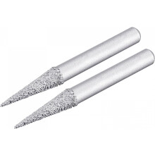 Diamond Mounted Points 60 Grit 6.5mm Brazed Grinder Taper Head 6mm Shank Grinding Rotary Bit Marble Stone Carving Tool 2pcs