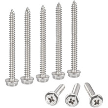 Phillips Hex Washer Self Tapping Screws, M4 x 50mm 304 Stainless Steel Hex Flange Sheet Metal Screw 50pcs
