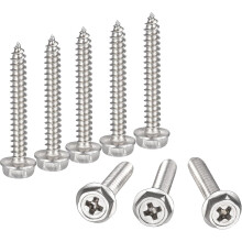 Phillips Hex Washer Self Tapping Screws, M4 x 30mm 304 Stainless Steel Hex Flange Sheet Metal Screw 25pcs