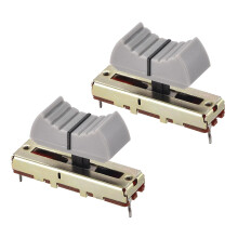 Fader Variable Resistors Mixer 35mm Straight Slide Potentiometer B50K Ohm Grey Black Knobs 2pcs