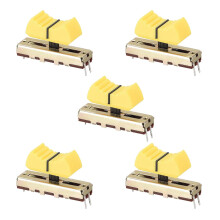 Fader Variable Resistors Mixer 35mm Straight Slide Potentiometer B50K Ohm Yellow Black Knobs 5pcs