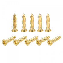Brass Wood Screws, M3.5x20mm Phillips Flat Head Self Tapping Connector for Door, Cabinet, Wooden Furniture 25Pcs