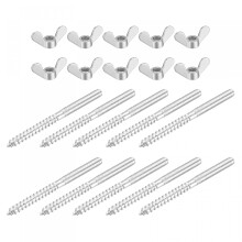 M6 Wing Nuts Butterfly Nut Silver Tone 10pcs and M6x79mm Hanger Bolt Double Headed Screw 12pcs