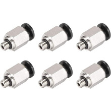 Straight Pneumatic Push To Quick Connect Fittings M5 Male x 4mm Tube OD Silver Tone 6pcs