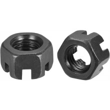 M14x2mm Hexagon Slotted Nut, Grade 4.8 Carbon Steel Hex Castle Nuts, Black, 5Pcs