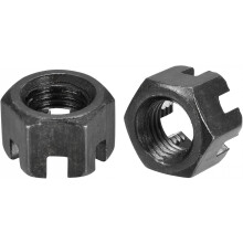 M12x1.5mm Hexagon Slotted Nut, Grade 4.8 Carbon Steel Hex Castle Nuts, Black, 20Pcs