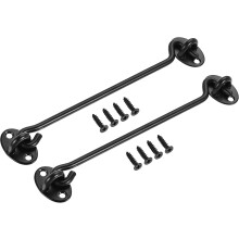 8" Cabin Hook Eye Latch Gate Door Swivel Window Hook 201 Stainless Steel with Screws Black 2pcs