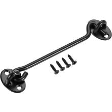 6" Cabin Hook Eye Latch Gate Door Swivel Window Hook 201 Stainless Steel with Screws Black