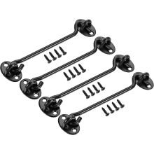 6" Cabin Hook Eye Latch Gate Door Swivel Window Hook 201 Stainless Steel with Screws Black 4pcs