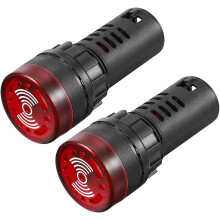 2Pcs Red Indicator Light with Buzzer AC/DC 110V, 22mm Panel Mount Flashing Alarm, for Electrical Control Panel, HVAC, DIY Projects