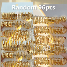(96pcs) Gold 48/96 Stücke Zufällige Ohrringe Retro Mode Übertrieben Metall Glas Altes Geld Stil Nachahmung Perle Twisted Braid Ohrringe Se
