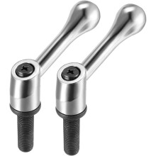 M12 x 40mm Handle Adjustable Clamping Lever Thread Push Button Ratchet Male Threaded Stud Knobs Locking Rotating Screw Handles Quick Release Bolt Silv
