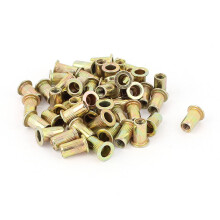 5mm Thread Dia 13mm Long Metal Rivet Nut Insert Nutsert Gold Tone 50Pcs