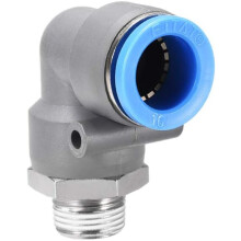 Elbow Push to Connect Air Fittings 16mm Tube OD X 3/8PT Male Thread Pneumatic Quick Release Connectors Grey