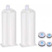 2Pcs Epoxy Gun Adhesive Cartridge, 115mm Plastic Resin Mixer Dual Glue Cartridge with Gray Piston for 50ml/1.7oz 2:1 AB Glue Adhesive Gun