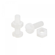 20 Pairs Nylon Screw Nut Assortment, M3x10mm Slotted Pan Head Screws & M3 Hex Nuts for Machinery, Electronics, White