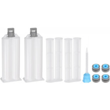 2Pcs Epoxy Gun Adhesive Cartridge, 122mm Plastic Resin Mixer Dual Glue Cartridge with Push Rod and Mixing Tube for 50ml/1.7oz 1:1 AB Glue Adhesive Gun