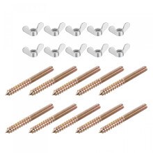 M6 Wing Nuts Butterfly Nut Silver Tone 10pcs and M6x60mm Hanger Bolt Double Headed Screw 10pcs